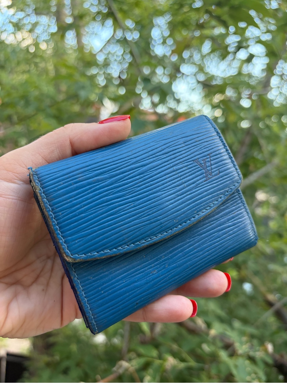 Louis Vuitton Blue Epi Leather Card Case - coin purse
